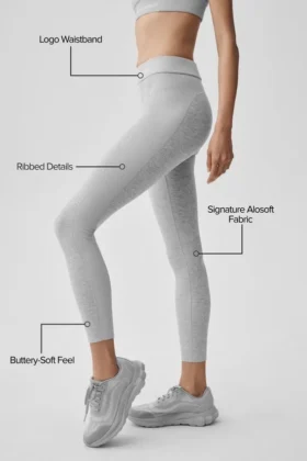 Alosoft High-Waist 7/8 Relay Leggings – Athletic Heather Grey/Weiß