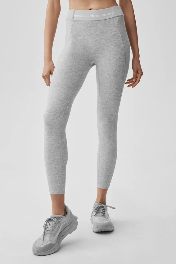 Alosoft High-Waist 7/8 Relay Leggings – Athletic Heather Grey/Weiß
