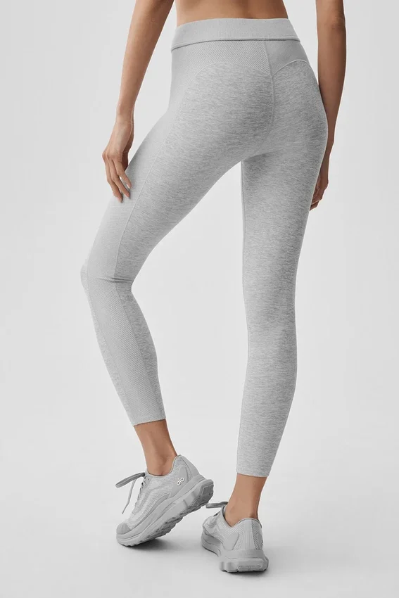 Alosoft High-Waist 7/8 Relay Leggings – Athletic Heather Grey/Weiß