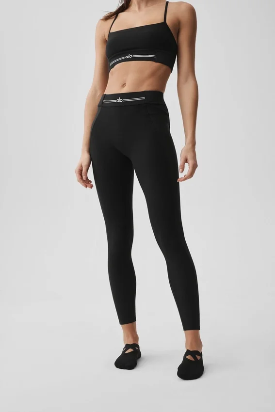 Alosoft High-Waist 7/8 Relay Leggings – Schwarz/Weiß