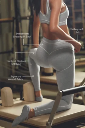 Alosoft High-Waist Heart Throb Leggings – Athletic Heather Grey/Weiß