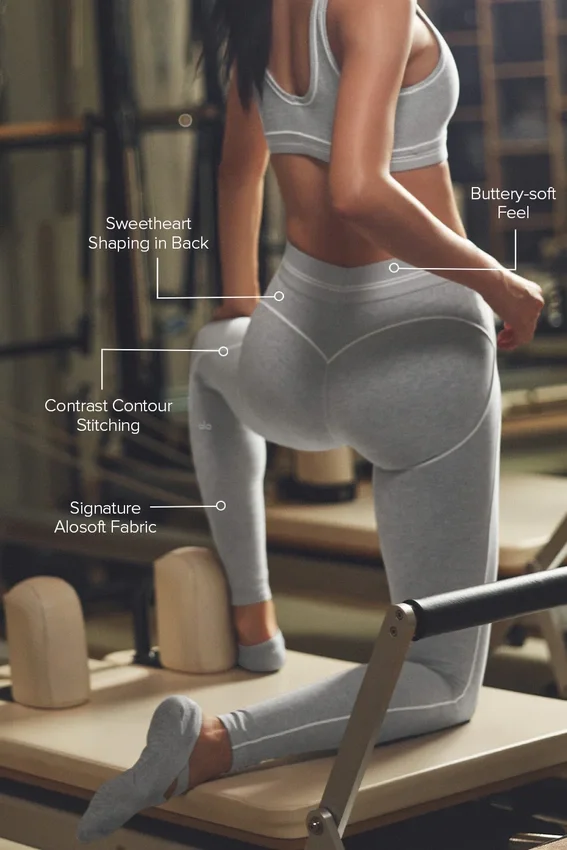 Alosoft High-Waist Heart Throb Leggings – Athletic Heather Grey/Weiß