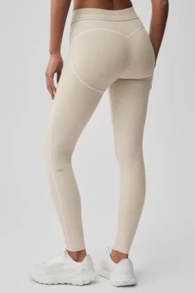 Alosoft High-Waist Heart Throb Leggings – Oatmeal Heather/Weiß