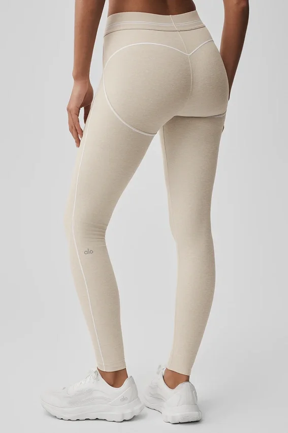 Alosoft High-Waist Heart Throb Leggings – Oatmeal Heather/Weiß