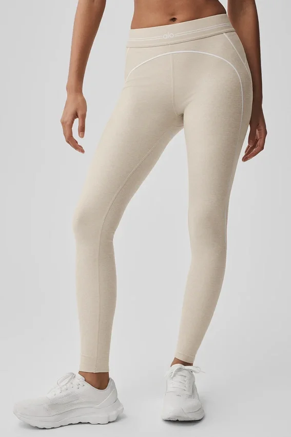 Alosoft High-Waist Heart Throb Leggings – Oatmeal Heather/Weiß