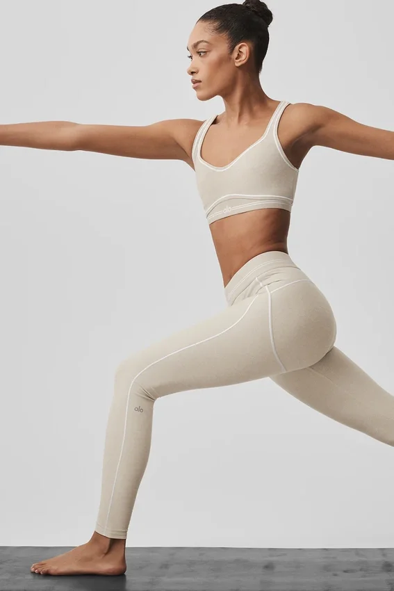 Alosoft High-Waist Heart Throb Leggings – Oatmeal Heather/Weiß