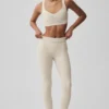 Alosoft High-Waist Heart Throb Leggings – Oatmeal Heather/Weiß