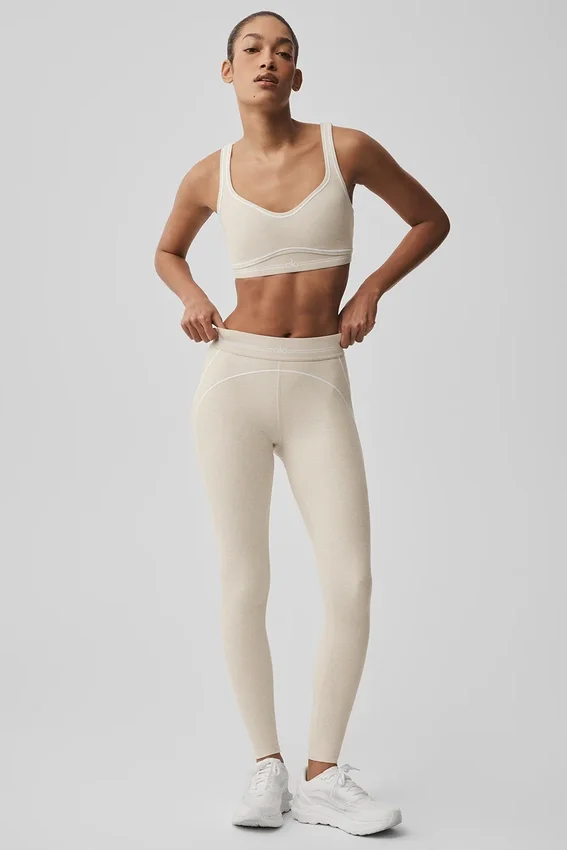 Alosoft High-Waist Heart Throb Leggings – Oatmeal Heather/Weiß