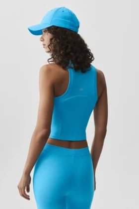 Alosoft Level Up Tanktop mit durchgehendem Reißverschluss – Azurblau