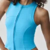 Alosoft Level Up Tanktop mit durchgehendem Reißverschluss – Azurblau