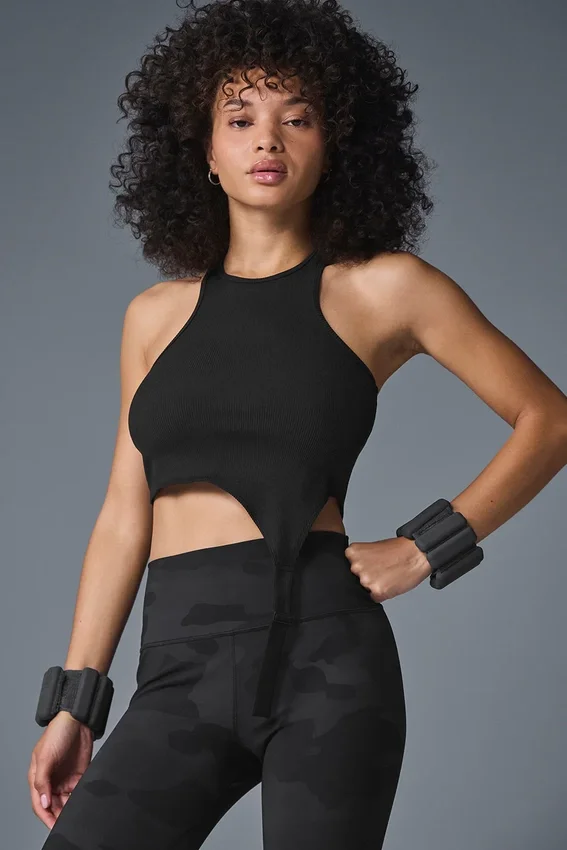 Alosoft Ribbed Revelation Top – Schwarz
