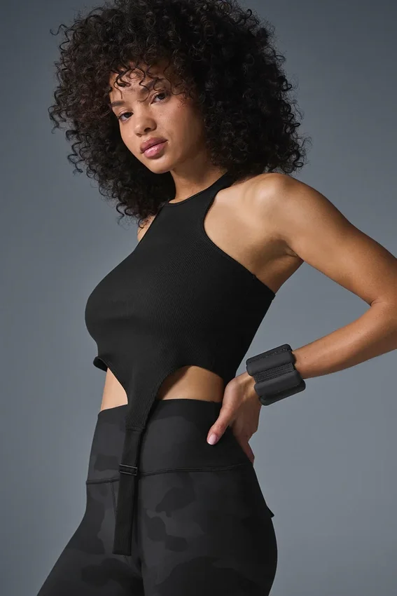 Alosoft Ribbed Revelation Top – Schwarz