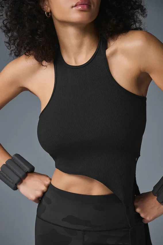 Alosoft Ribbed Revelation Top – Schwarz