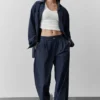 Anzughose (Shorts) – Marineblau