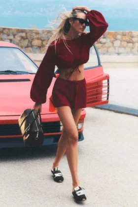 Baumwoll-High-Waist-Shorts „Real Deal“ – „Summer Romance Red“
