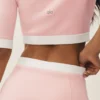 Baumwoll-Kaschmir-Cardigan „Cropped Capri Dream“ – Sonnengetränktes Rosa/Weiß