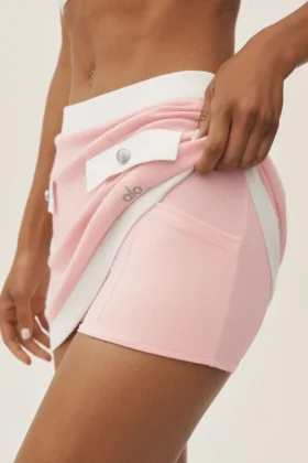 Baumwoll-Kaschmir-High-Waist-Capri-Rock „Dream“ – Sonnengetränktes Rosa/Weiß