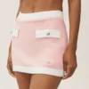 Baumwoll-Kaschmir-High-Waist-Capri-Rock „Dream“ – Sonnengetränktes Rosa/Weiß