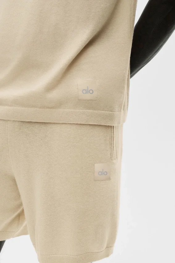 Baumwoll-Kaschmir-Pullover „Ever Soft“ mit Kurzarmshirts – Sandy Beige