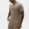 Baumwoll-Kaschmir-Shirt „Ever Soft“ mit Kurzarmshirts und Rundhalsausschnitt – Gravel