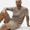 Baumwoll-Kaschmir-Shirt „Ever Soft“ mit Kurzarmshirts und Rundhalsausschnitt – Gravel