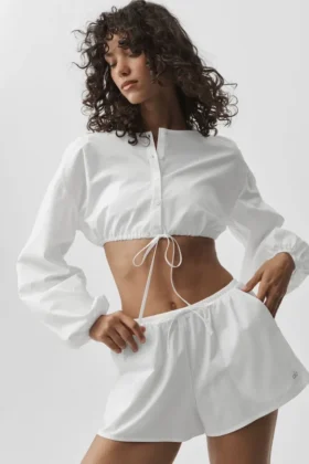 Baumwoll-Langarmshirt „Real Deal“ – Weiß