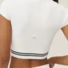 Baumwolle-Kaschmir „My Serve“ Kurzarmshirt – Weiß/Schwarz