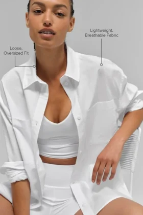 Baumwollhemd „Real Deal“ mit Knöpfen und Langarmshirts – Weiß