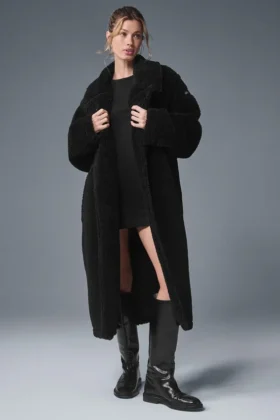 Übergroßer Sherpa-Trench – Schwarz