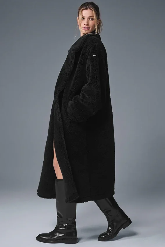Übergroßer Sherpa-Trench – Schwarz