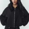 Bomberjacke „Nightfall“ aus Wollmischung – Schwarz