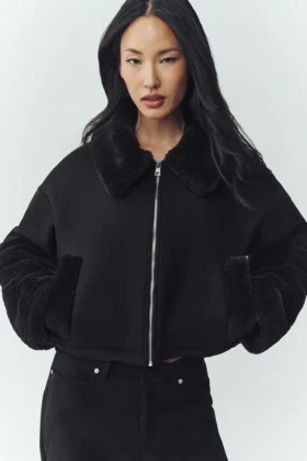 Bomberjacke „Nightfall“ aus Wollmischung – Schwarz
