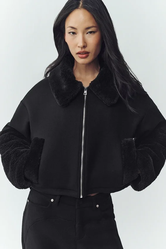 Bomberjacke „Nightfall“ aus Wollmischung – Schwarz