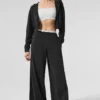 Breezy-Hose mit weitem Bein (lang) – Schwarz
