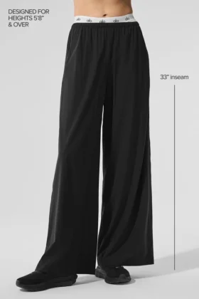 Breezy-Hose mit weitem Bein (lang) – Schwarz