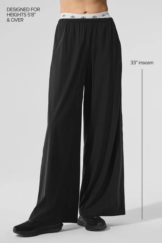 Breezy-Hose mit weitem Bein (lang) – Schwarz