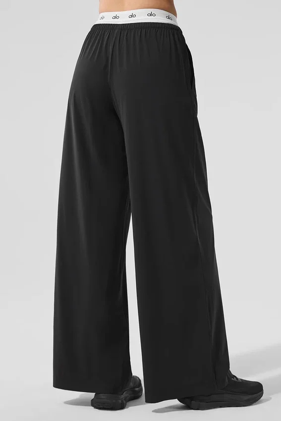 Breezy-Hose mit weitem Bein (lang) – Schwarz