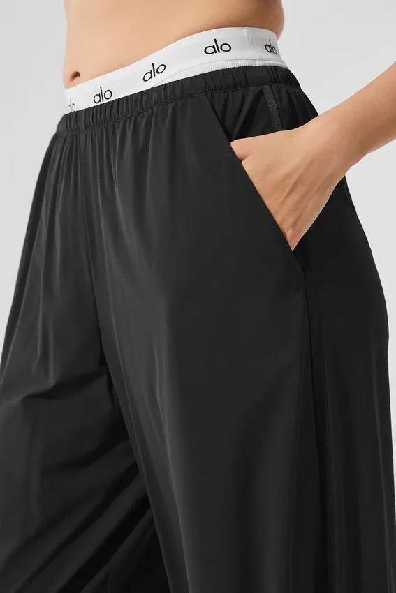 Breezy-Hose mit weitem Bein (lang) – Schwarz