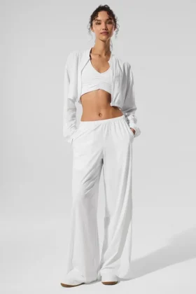 Breezy-Hose mit weitem Bein (lang) – Weiß