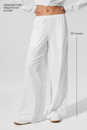 Breezy-Hose mit weitem Bein (lang) – Weiß