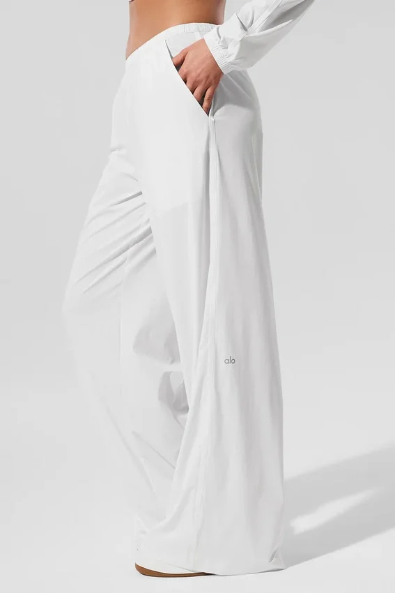 Breezy-Hose mit weitem Bein (lang) – Weiß