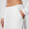 Breezy-Hose mit weitem Bein (lang) – Weiß