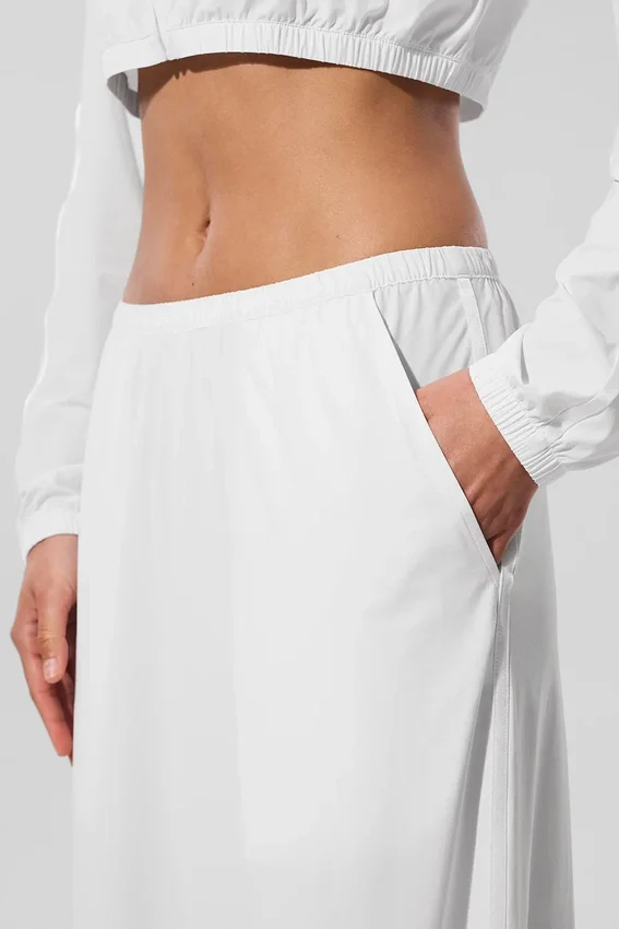 Breezy-Hose mit weitem Bein (lang) – Weiß