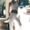 Breezy-Hose mit weitem Bein (Regular) – Weiß