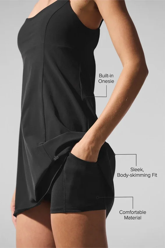 Breezy Tennis-Kleid – Schwarz