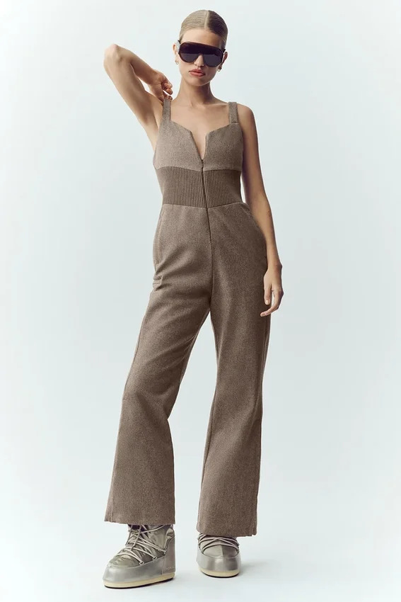 Bunny Slope Latzhose aus Wollmischung – Alpine Cocoa Heather