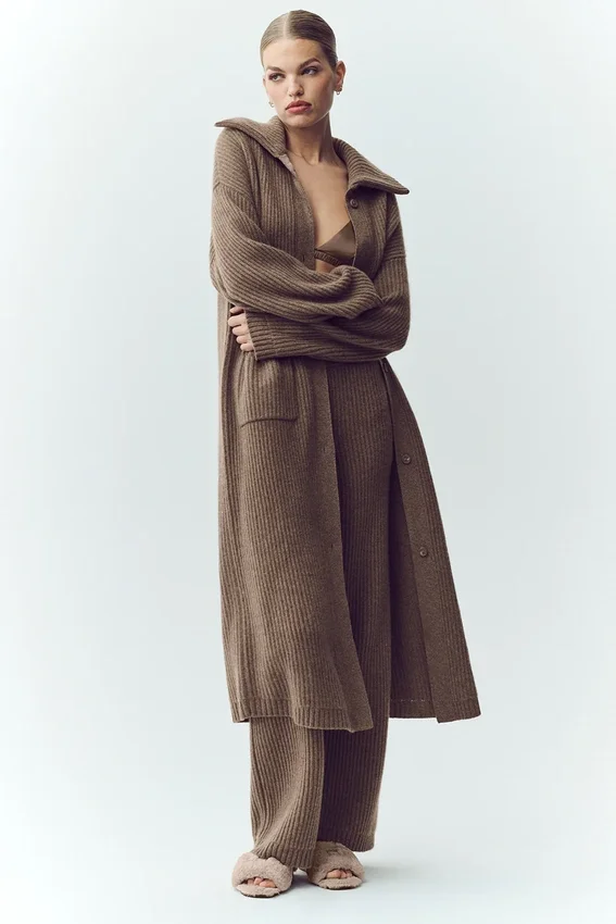 Cashmere Northstar Long Cardigan – Alpine Cocoa Heather