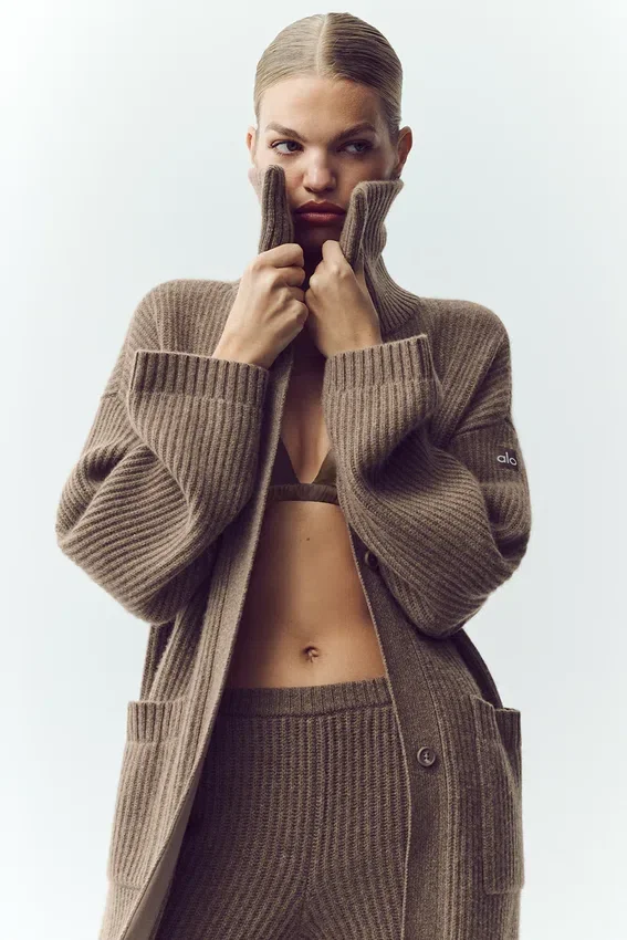 Cashmere Northstar Long Cardigan – Alpine Cocoa Heather