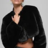 Chic-Kurzjacke aus Kunstfell – Schwarz