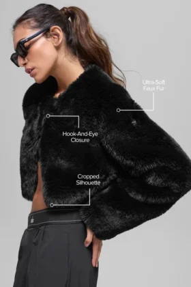 Chic-Kurzjacke aus Kunstfell – Schwarz